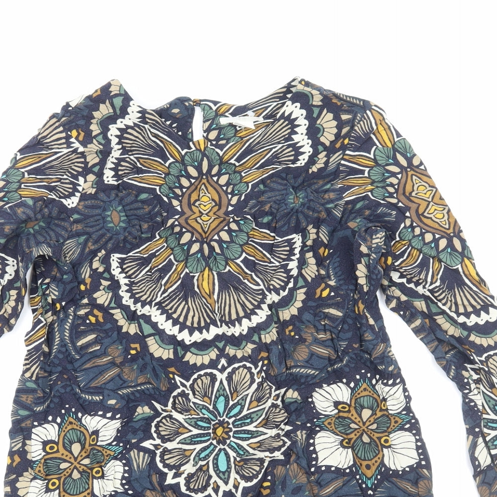 H&M Womens Multicoloured Geometric Viscose Shift Size 12 Round Neck Pullover