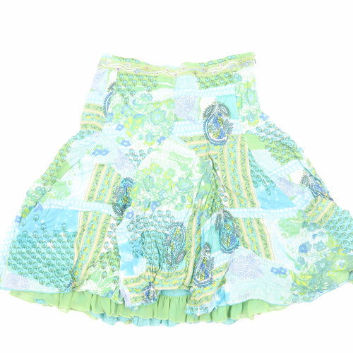Per Una Womens Multicoloured Geometric Cotton A-Line Skirt Size 10 Zip