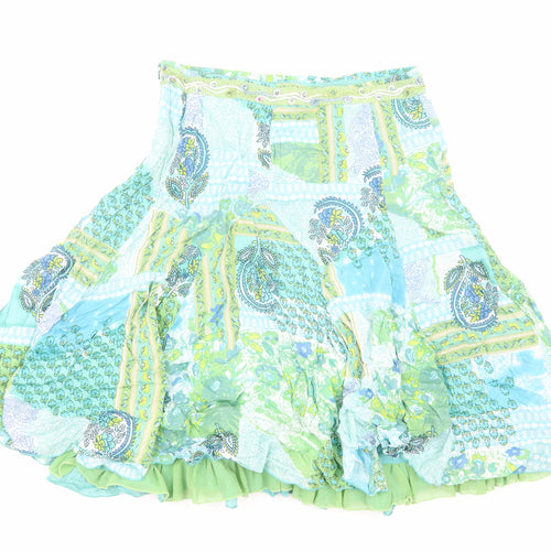 Per Una Womens Multicoloured Geometric Cotton A-Line Skirt Size 10 Zip