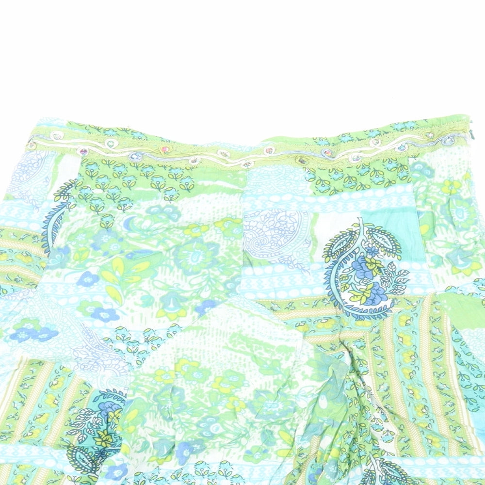 Per Una Womens Multicoloured Geometric Cotton A-Line Skirt Size 10 Zip