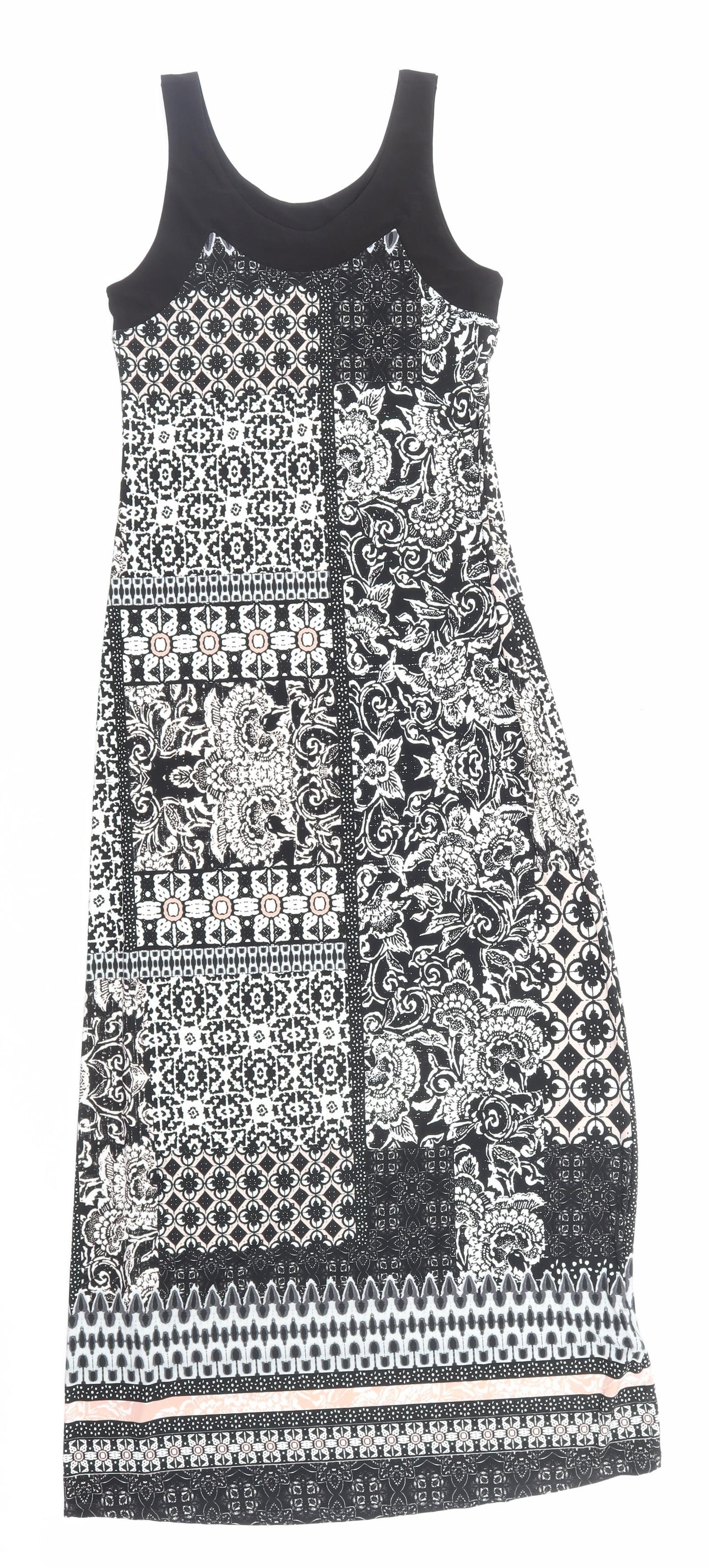 Wallis Womens Multicoloured Geometric Polyester Maxi Size 8 Round Neck Pullover