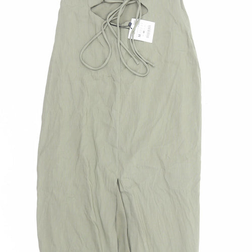 Zara Womens Green Polyester Maxi Size M Round Neck Zip