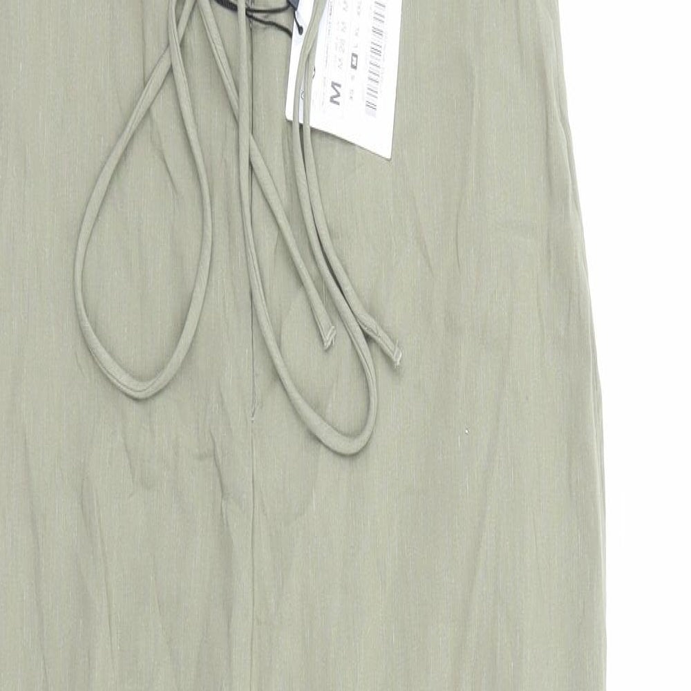 Zara Womens Green Polyester Maxi Size M Round Neck Zip