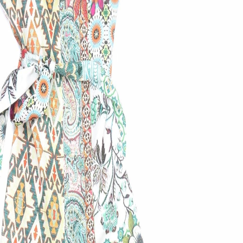 Zara Womens Multicoloured Geometric Polyester Jumpsuit One-Piece Size S Zip