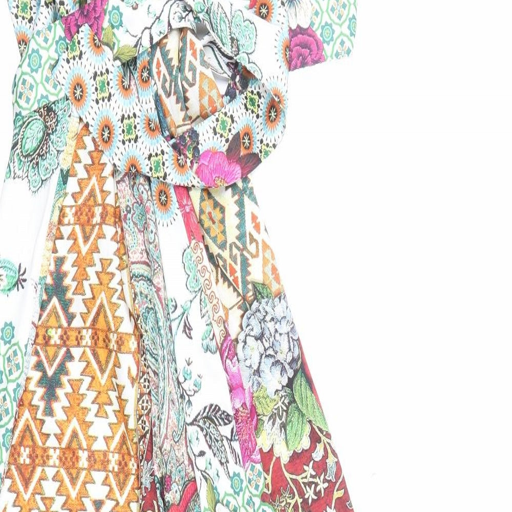 Zara Womens Multicoloured Geometric Polyester Jumpsuit One-Piece Size S Zip