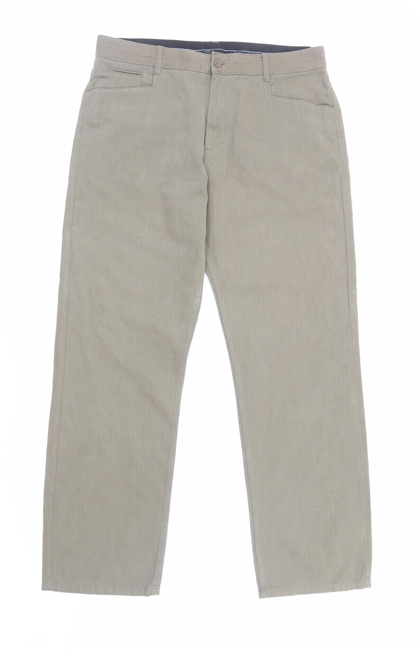 NEXT Mens Brown Cotton Trousers Size L Regular Zip