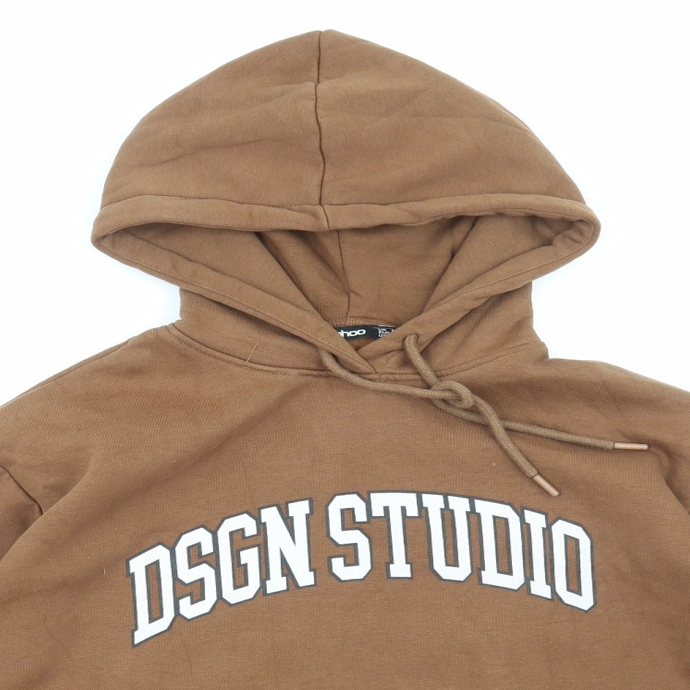 Boohoo Womens Brown Cotton Pullover Hoodie Size M Pullover
