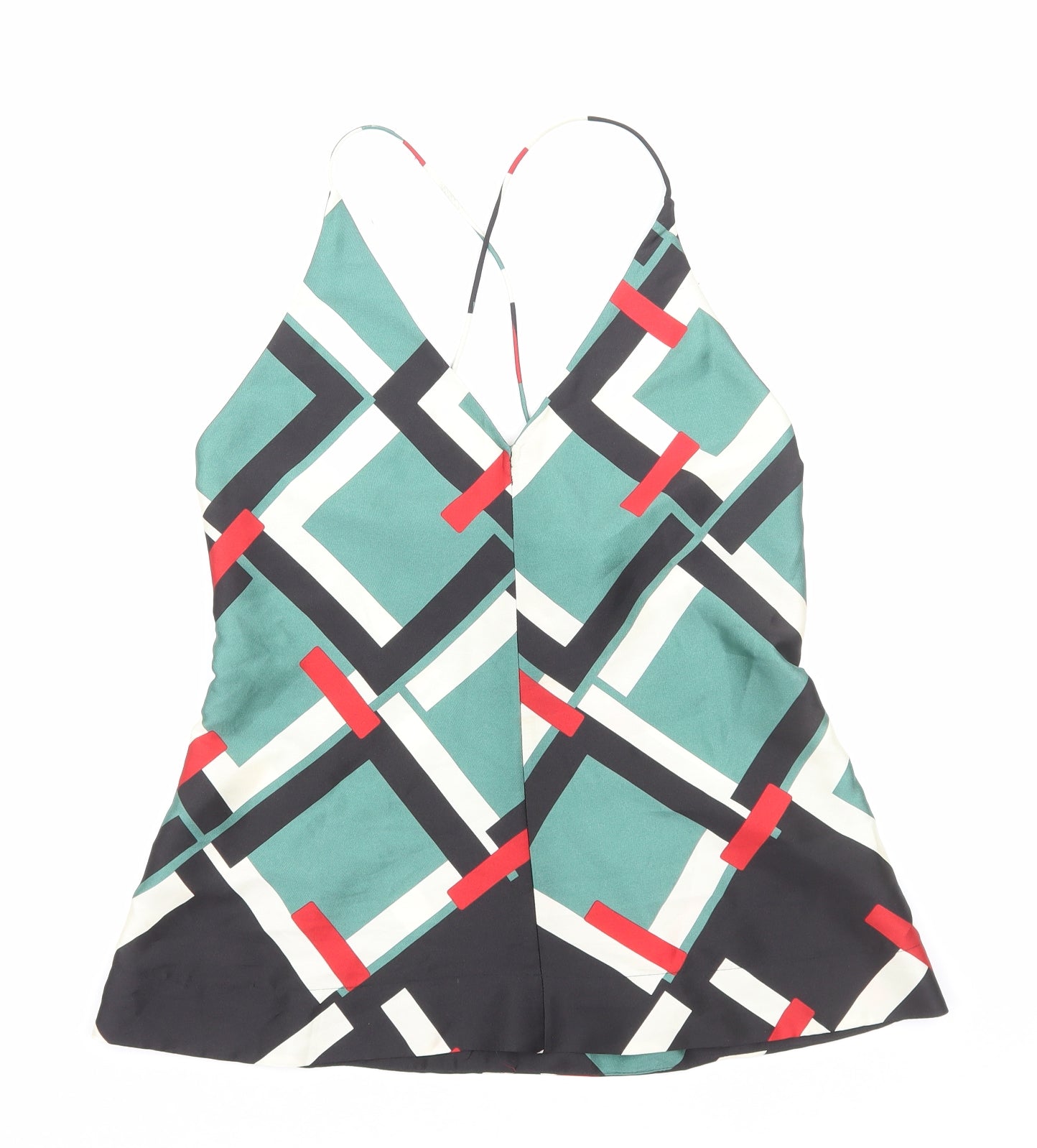 Zara Womens Multicoloured Geometric Polyester Camisole Tank Size M V-Neck