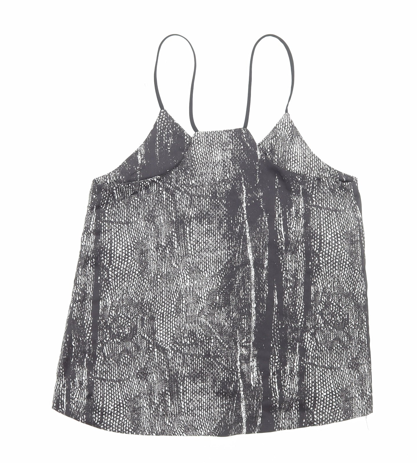 H&M Womens Black Animal Print Polyester Camisole Tank Size 6 V-Neck - Snakeskin Pattern