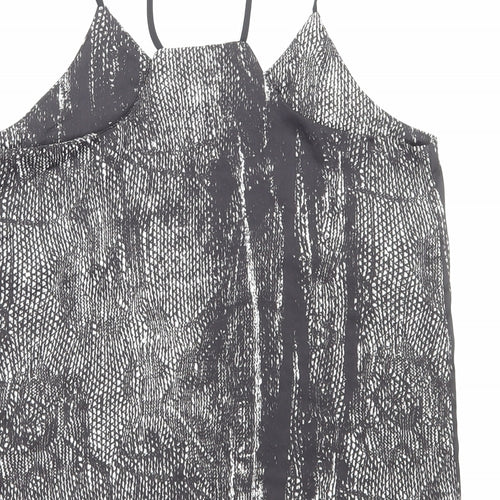 H&M Womens Black Animal Print Polyester Camisole Tank Size 6 V-Neck - Snakeskin Pattern