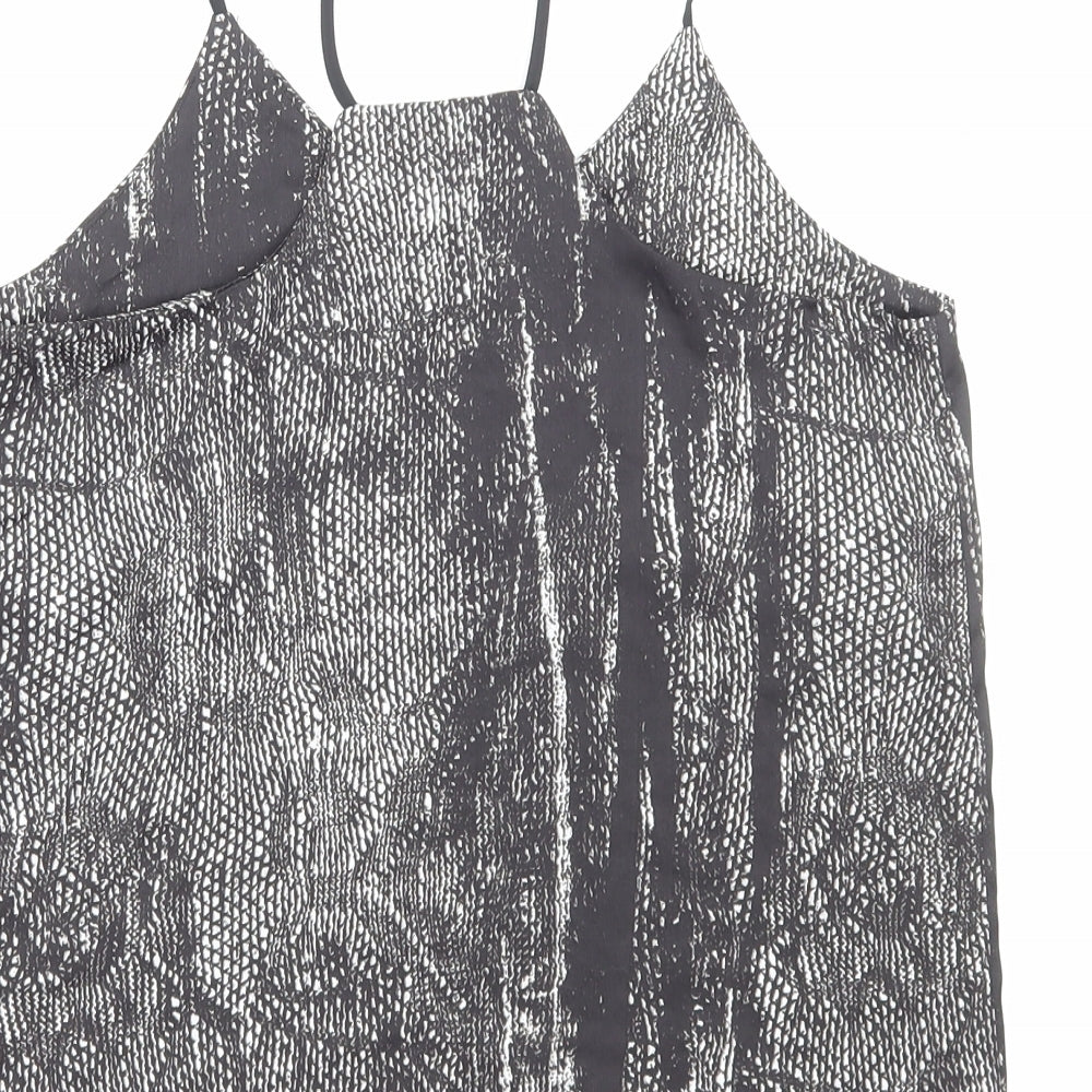 H&M Womens Black Animal Print Polyester Camisole Tank Size 6 V-Neck - Snakeskin Pattern
