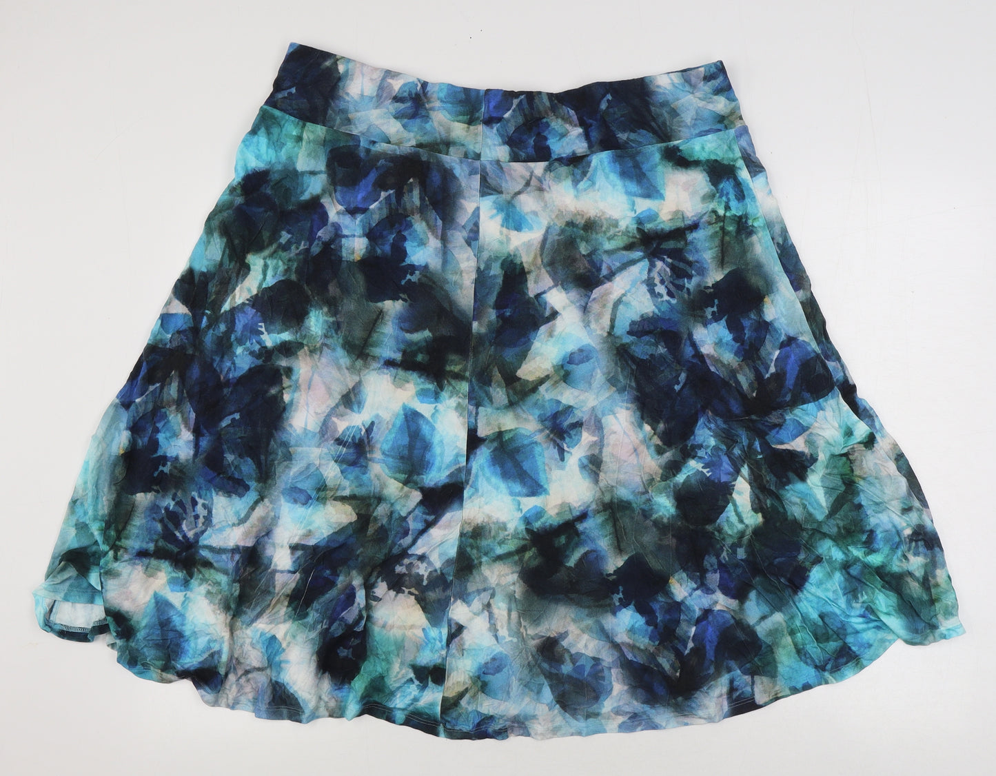 David Nieper Womens Blue Geometric Viscose A-Line Skirt Size 22