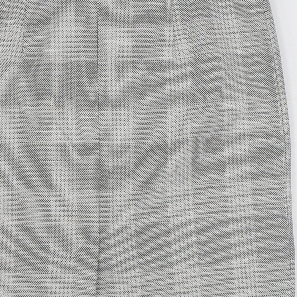 H&M Womens Grey Check Polyester Straight & Pencil Skirt Size 10 Zip