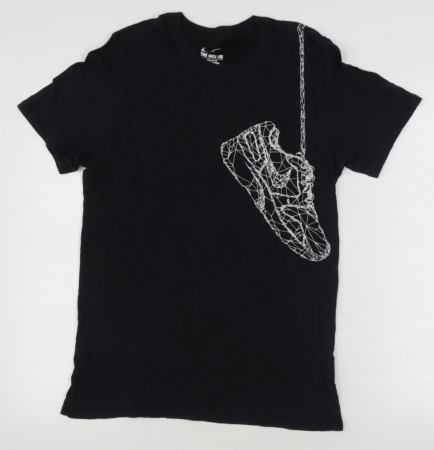 Nike Mens Black Cotton T-Shirt Size S Round Neck