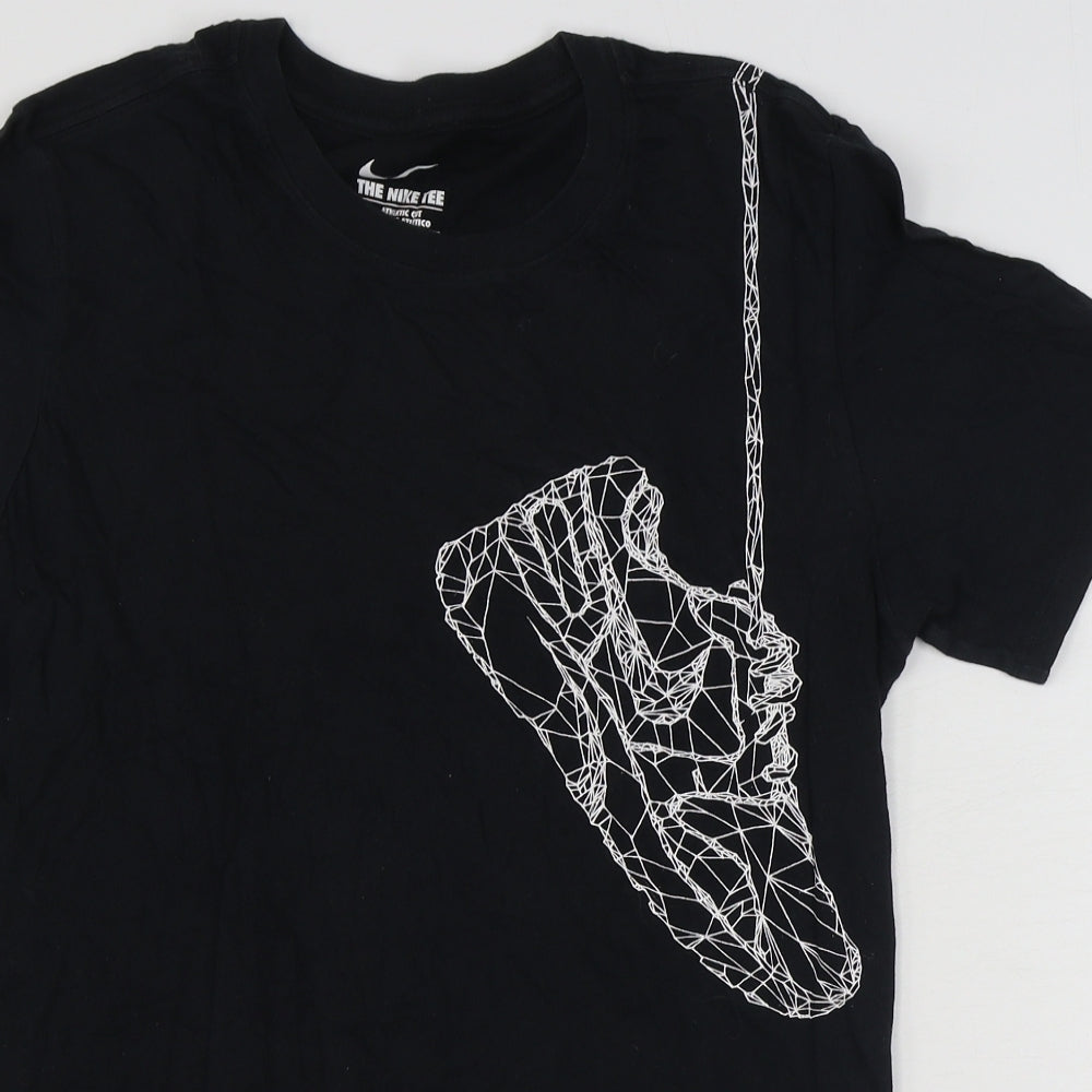 Nike Mens Black Cotton T-Shirt Size S Round Neck
