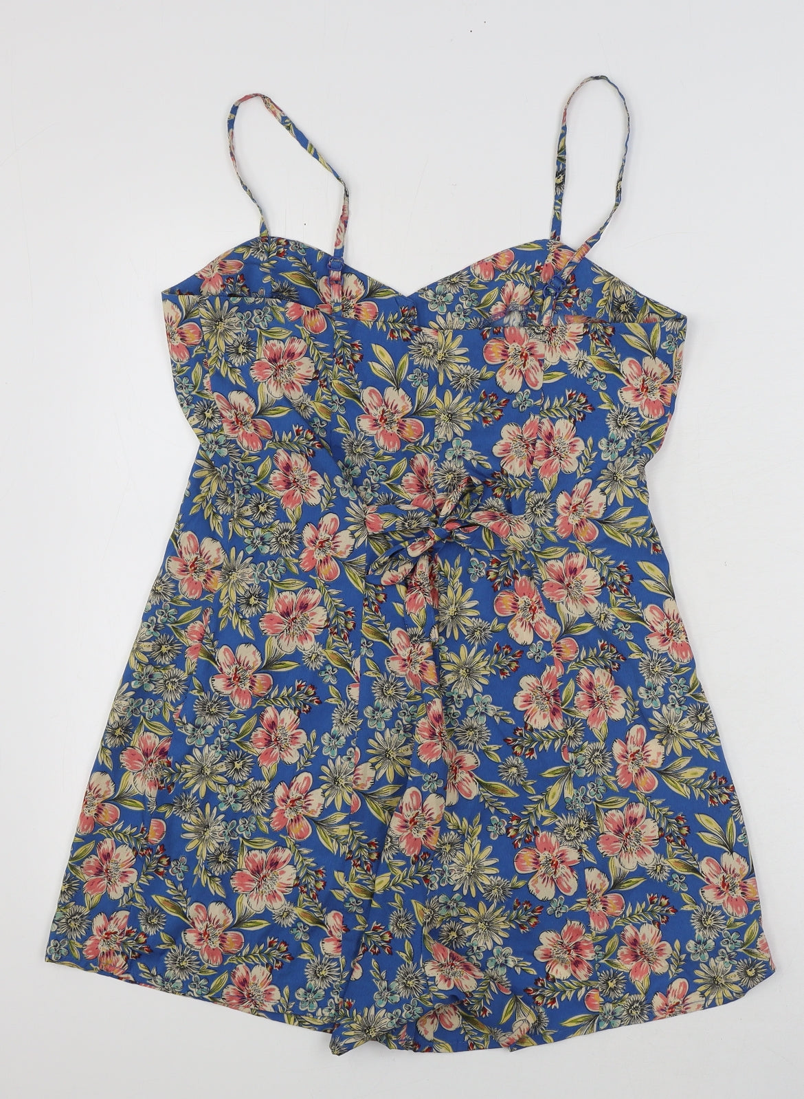 Primark Womens Multicoloured Floral 100% Polyester Bodysuit One-Piece Size 12 Button