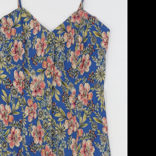 Primark Womens Multicoloured Floral 100% Polyester Bodysuit One-Piece Size 12 Button