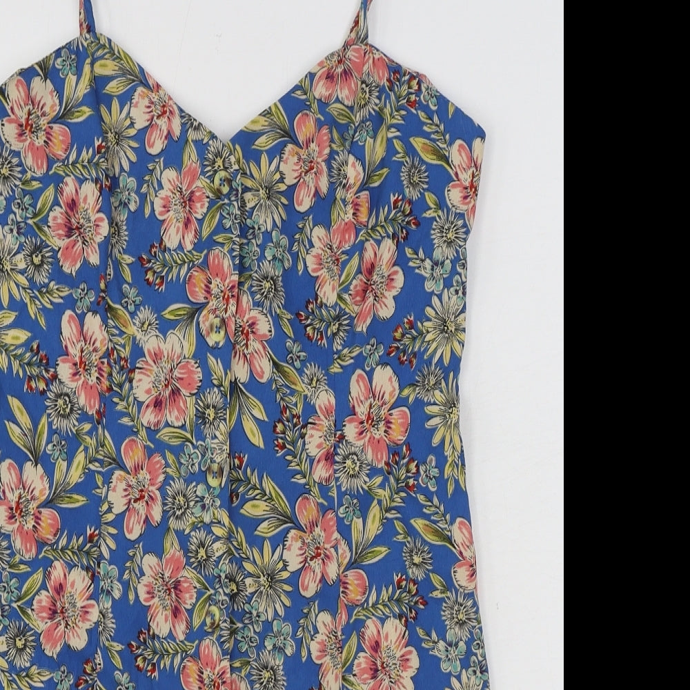 Primark Womens Multicoloured Floral 100% Polyester Bodysuit One-Piece Size 12 Button
