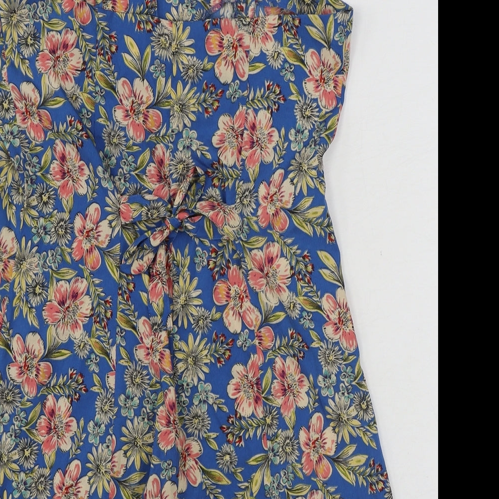 Primark Womens Multicoloured Floral 100% Polyester Bodysuit One-Piece Size 12 Button