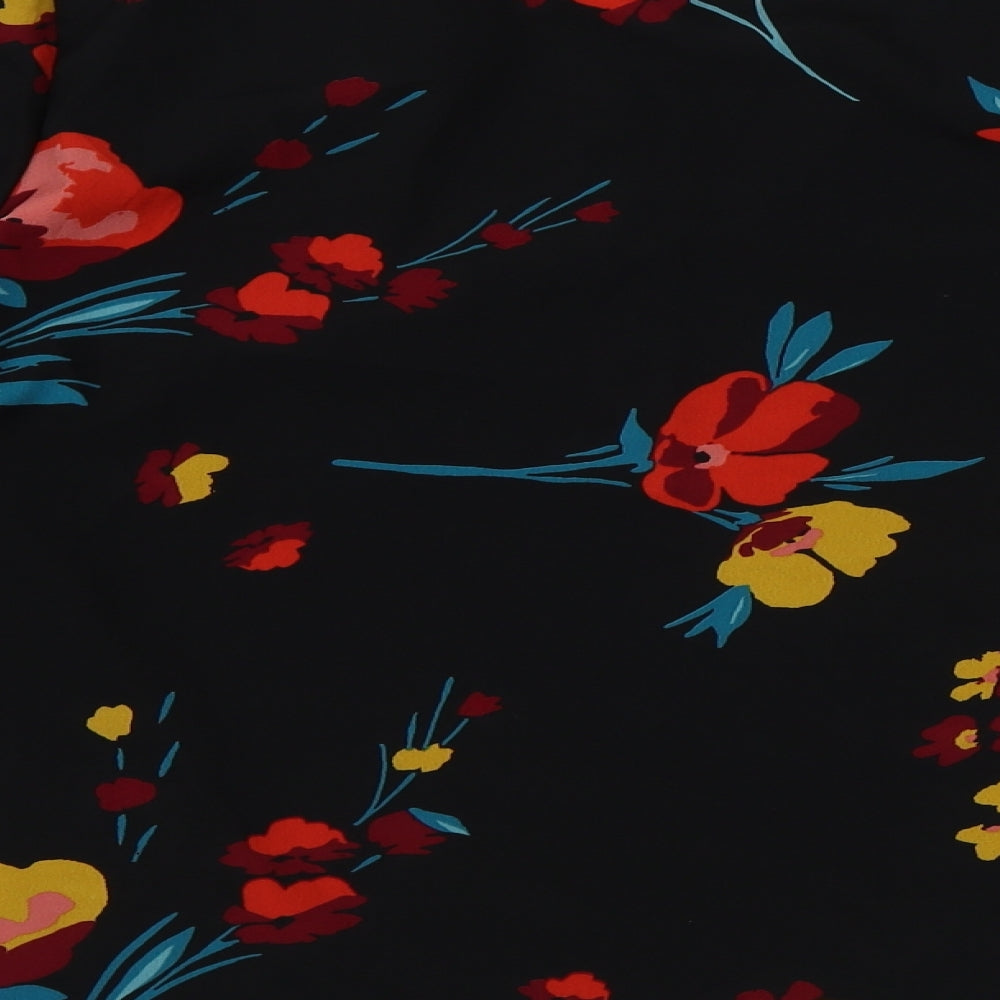 papaya Womens Black Floral Polyester Basic Blouse Size 20 V-Neck