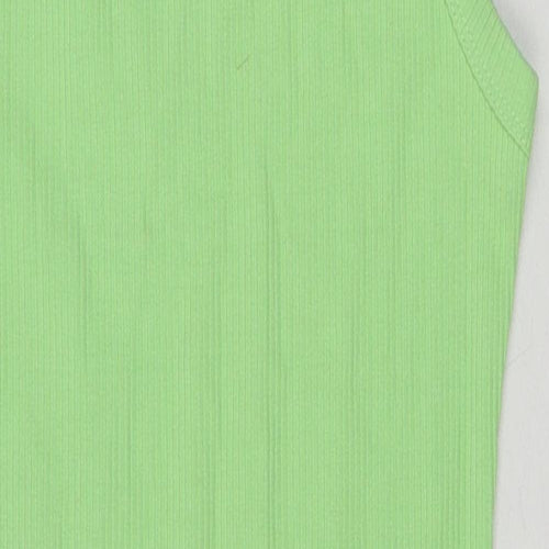 Bershka Womens Green Cotton Tank Dress Size S Round Neck Pullover
