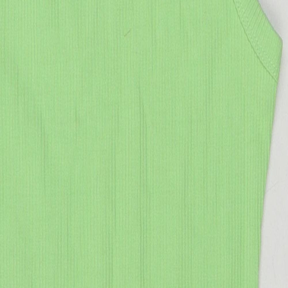 Bershka Womens Green Cotton Tank Dress Size S Round Neck Pullover