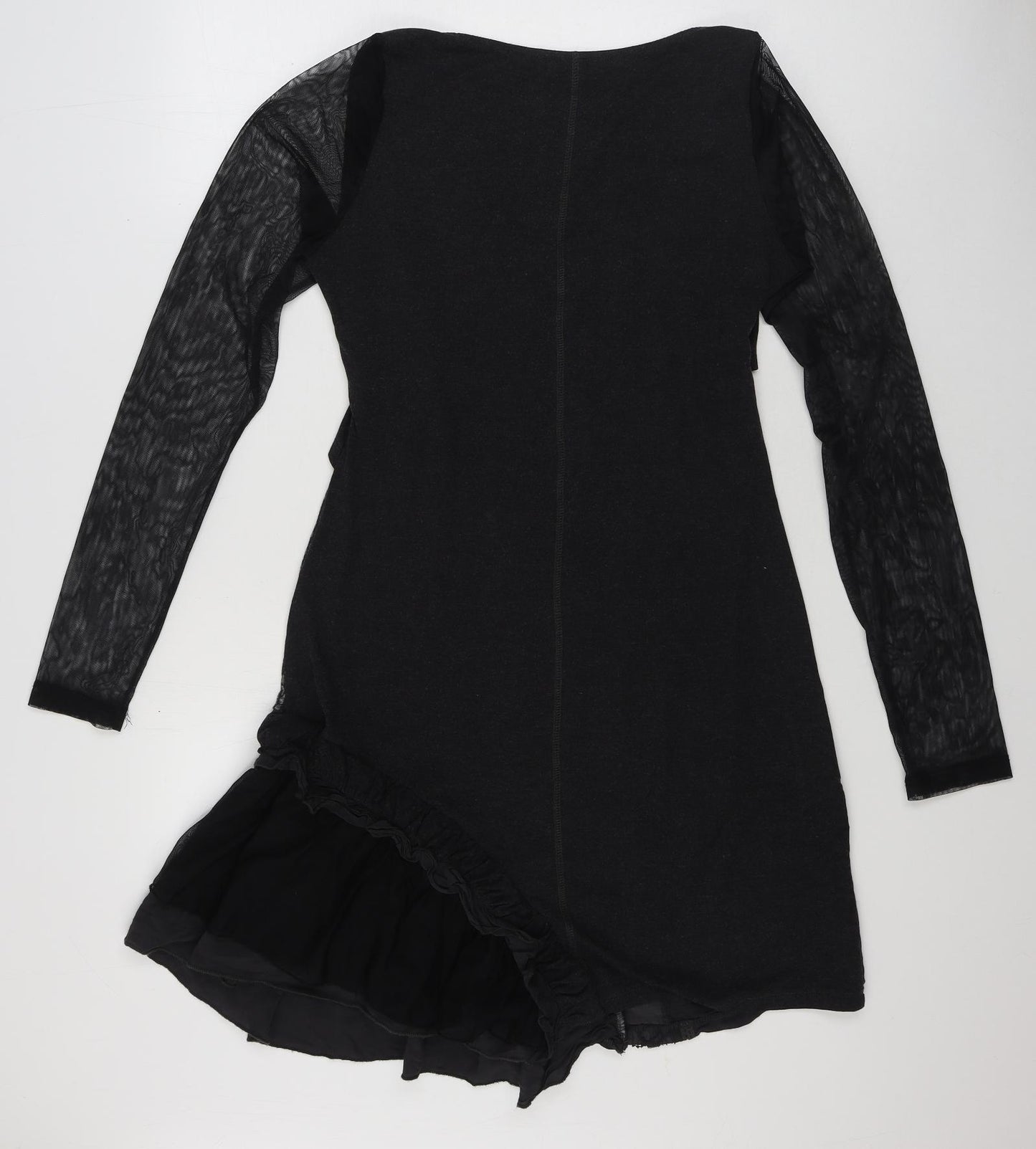 Angels Never Die Womens Grey Geometric Viscose Fit & Flare Size L V-Neck Pullover