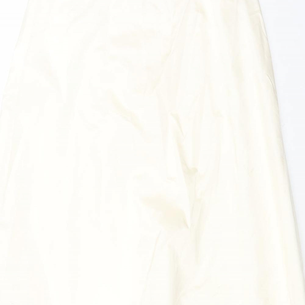 Monsoon Womens White Silk Maxi Skirt Size 10 Zip
