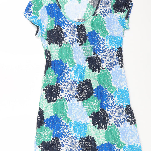 Boden Womens Multicoloured Geometric Cotton Shift Size 16 Scoop Neck Button