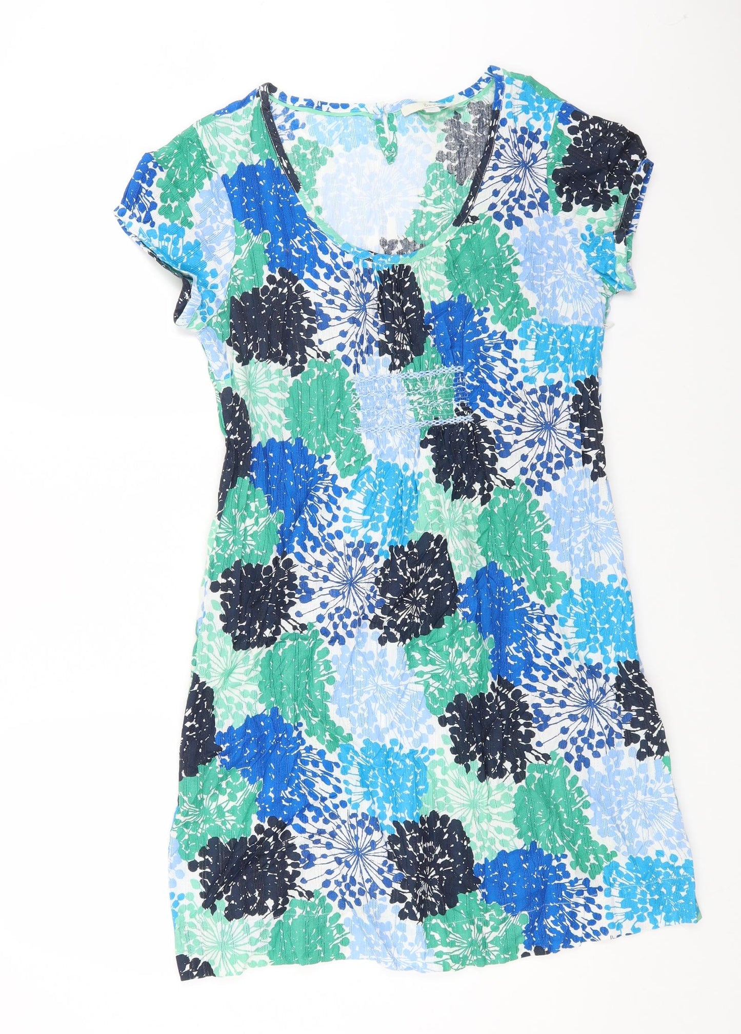 Boden Womens Multicoloured Geometric Cotton Shift Size 16 Scoop Neck Button