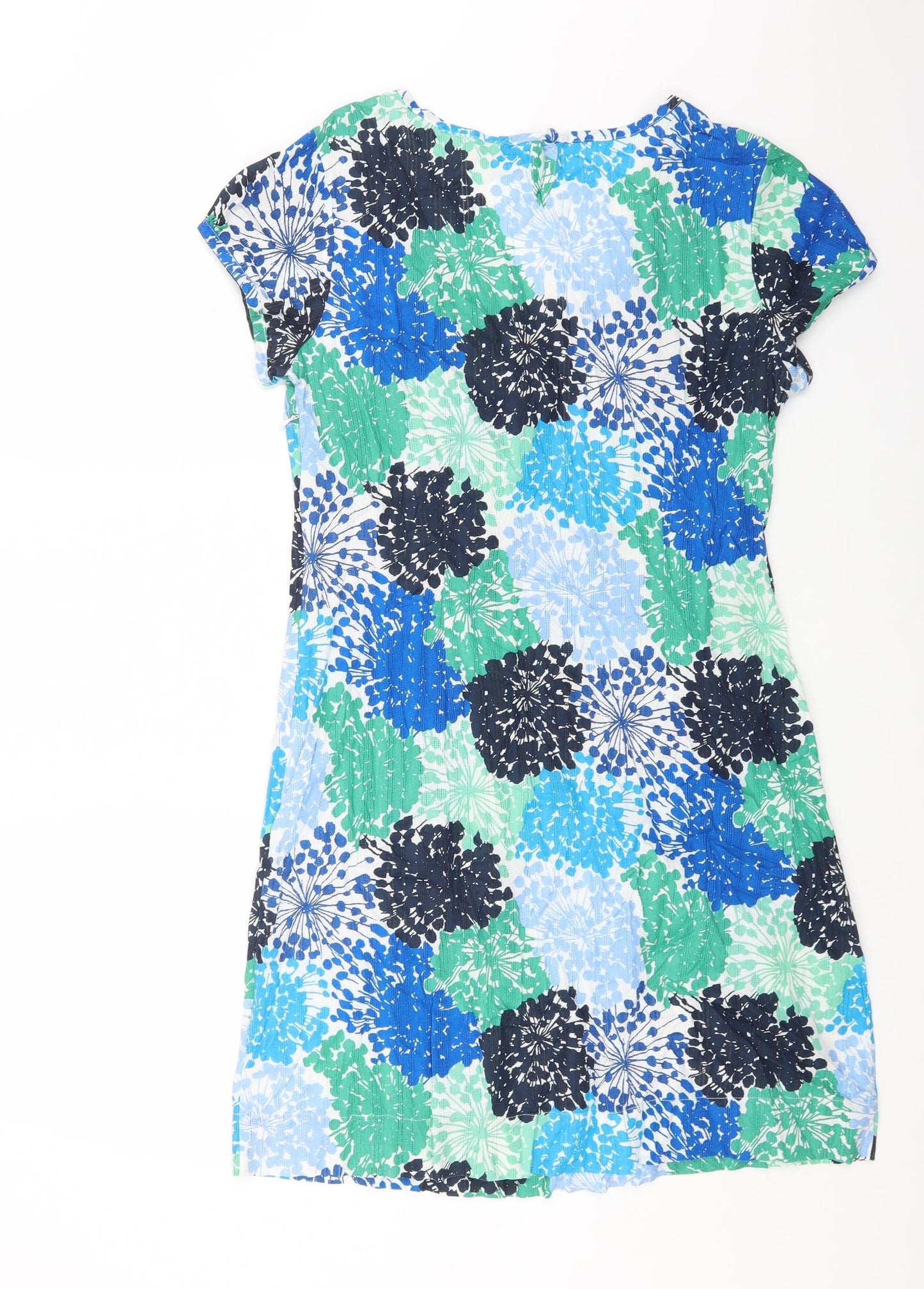 Boden Womens Multicoloured Geometric Cotton Shift Size 16 Scoop Neck Button