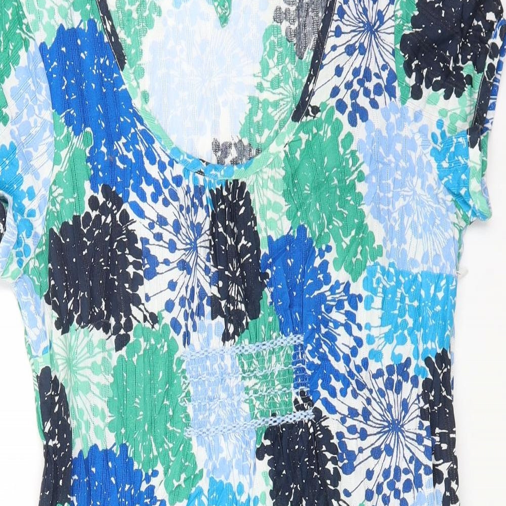 Boden Womens Multicoloured Geometric Cotton Shift Size 16 Scoop Neck Button