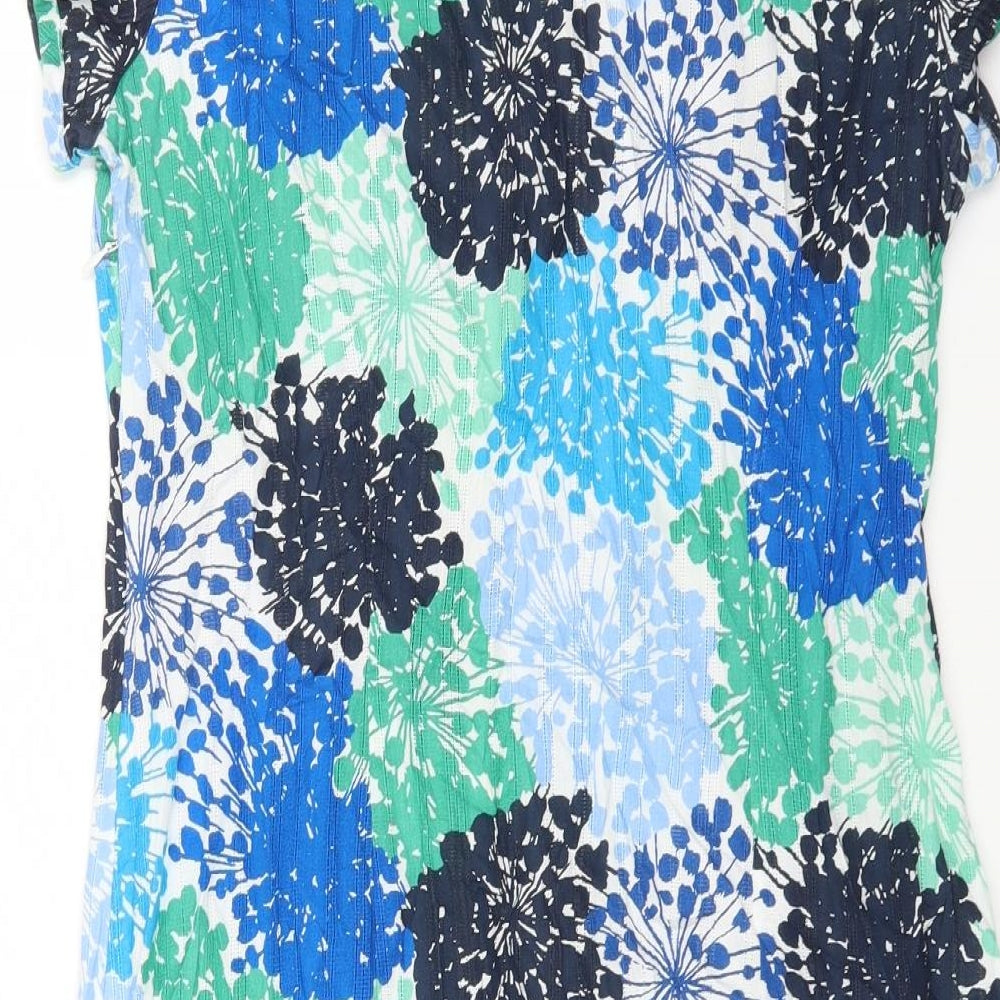 Boden Womens Multicoloured Geometric Cotton Shift Size 16 Scoop Neck Button
