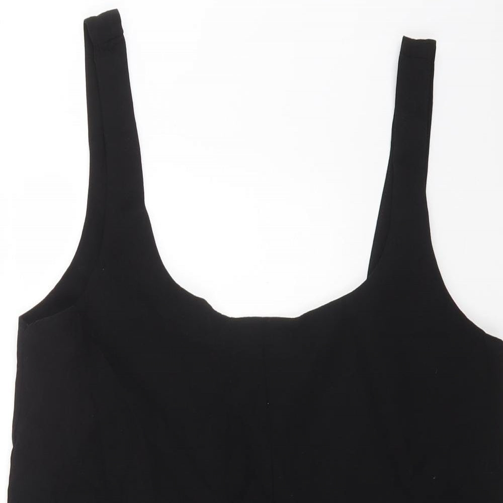 Zara Womens Black Viscose Playsuit One-Piece Size L Zip
