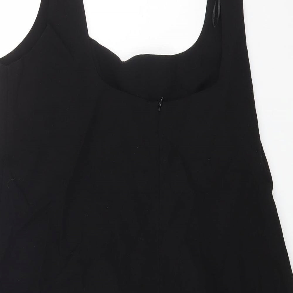 Zara Womens Black Viscose Playsuit One-Piece Size L Zip