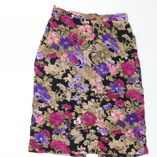 Woolworths Womens Multicoloured Floral Viscose Straight & Pencil Skirt Size 14 Button