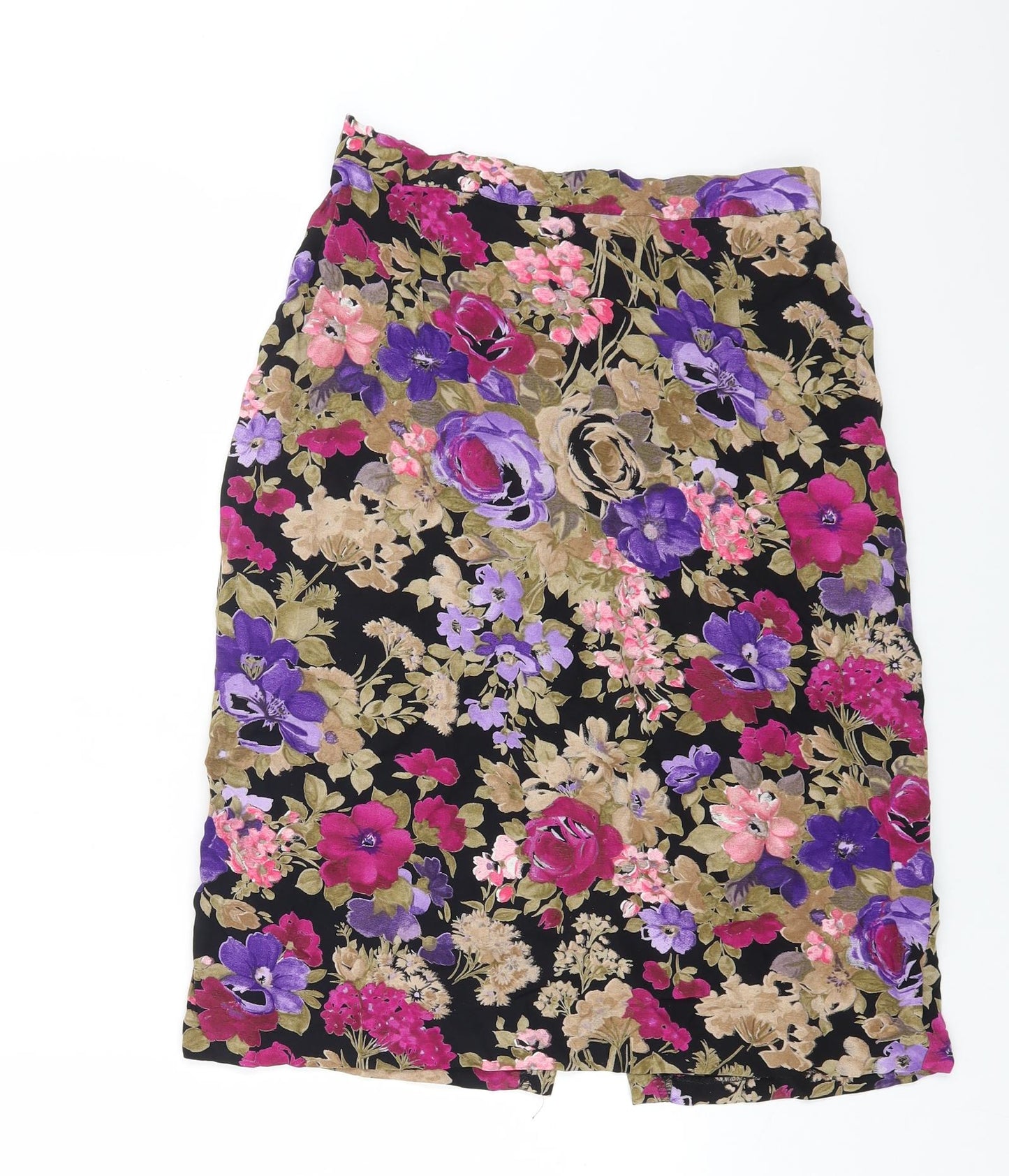 Woolworths Womens Multicoloured Floral Viscose Straight & Pencil Skirt Size 14 Button