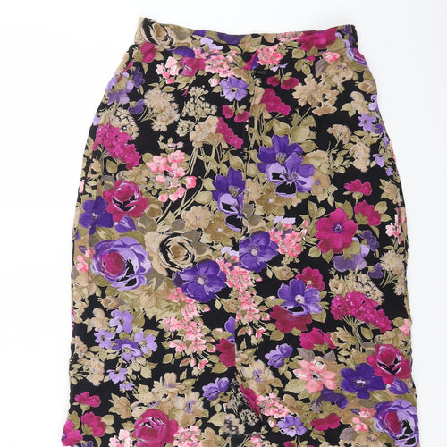 Woolworths Womens Multicoloured Floral Viscose Straight & Pencil Skirt Size 14 Button
