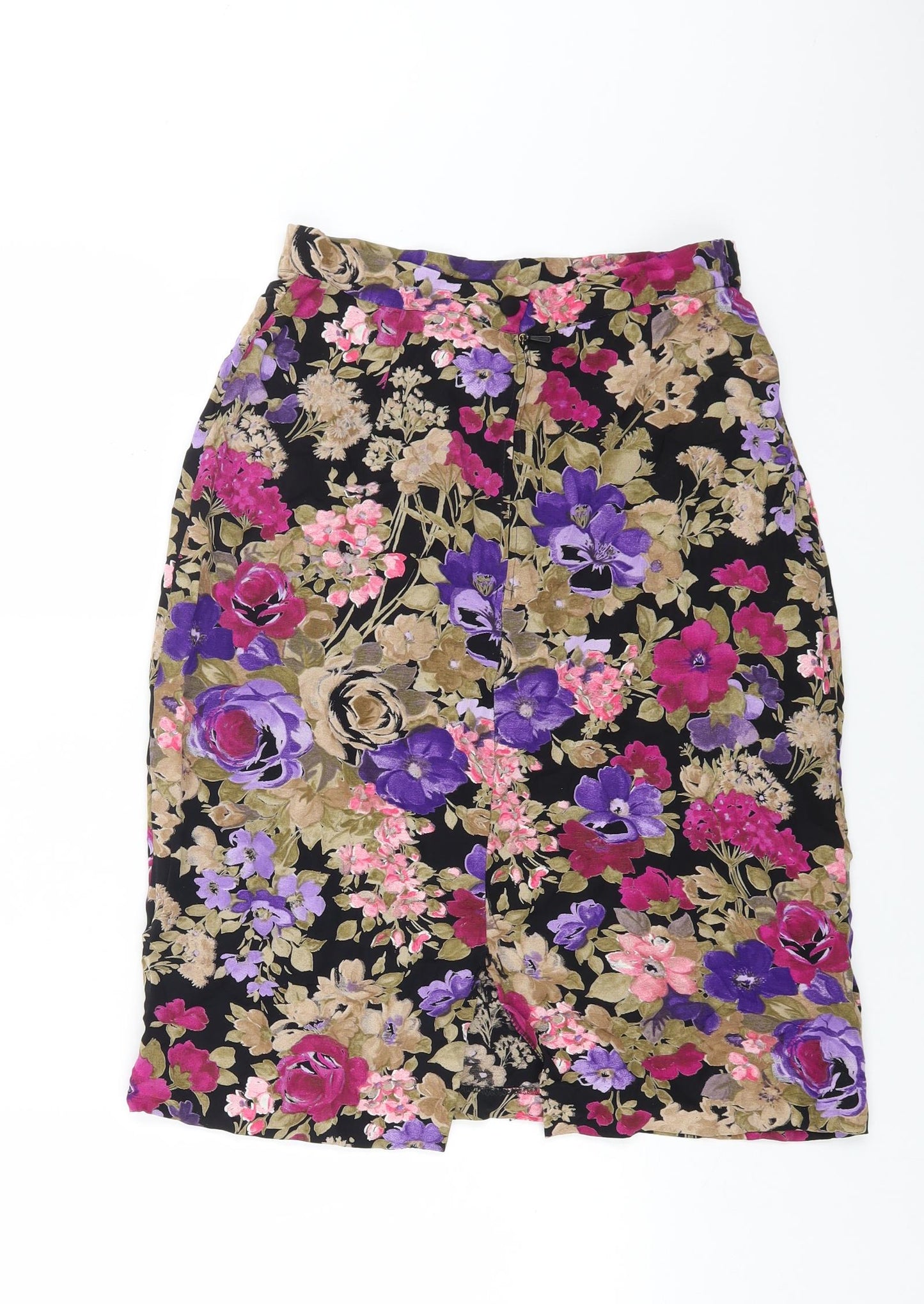 Woolworths Womens Multicoloured Floral Viscose Straight & Pencil Skirt Size 14 Button