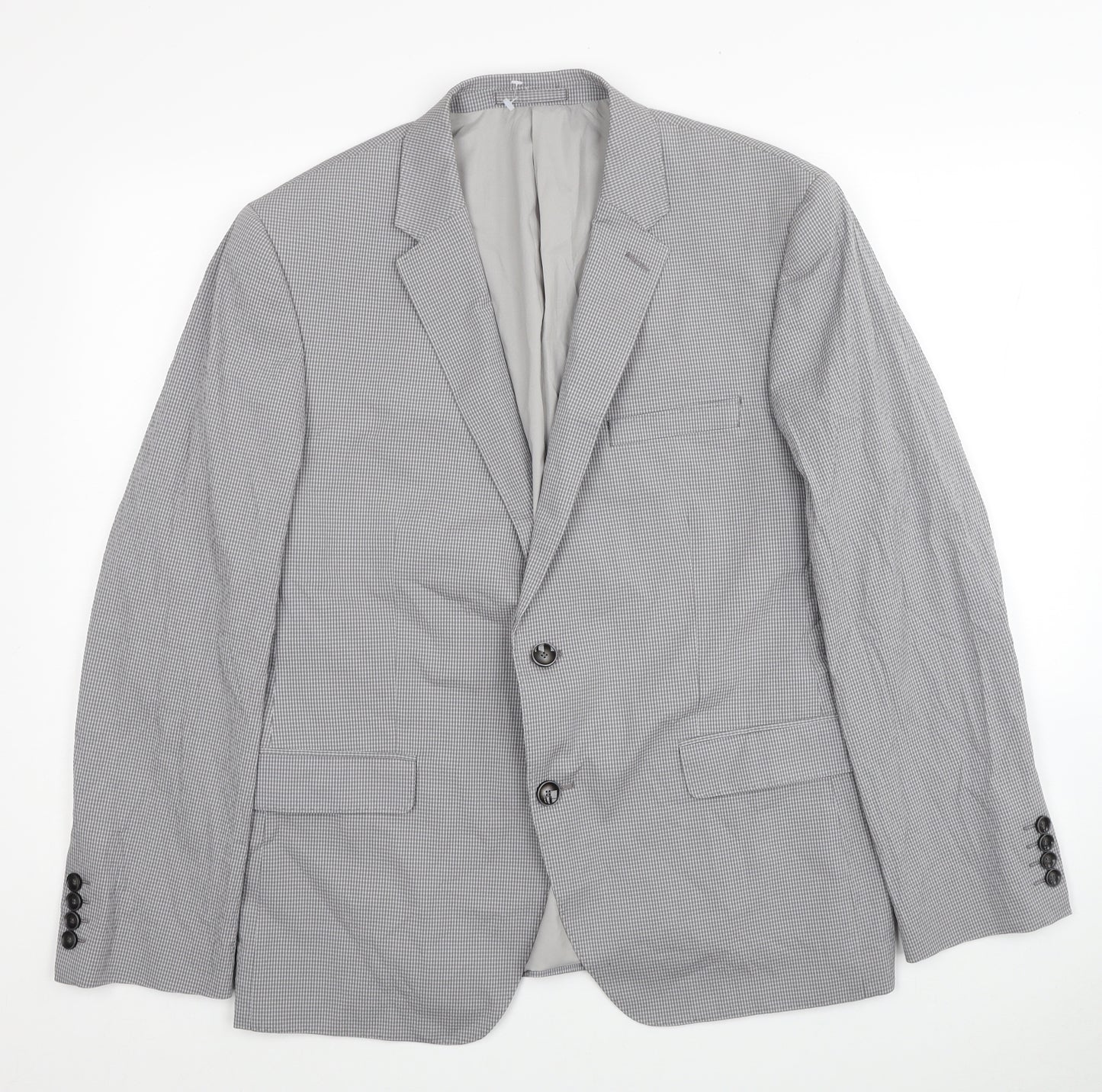 Autograph Mens Grey Plaid Cotton Jacket Suit Jacket Size 42