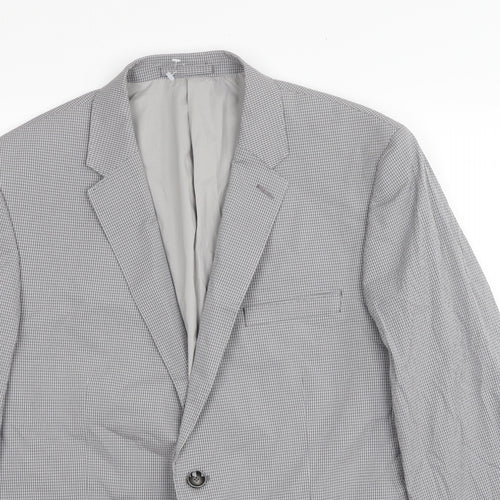 Autograph Mens Grey Plaid Cotton Jacket Suit Jacket Size 42
