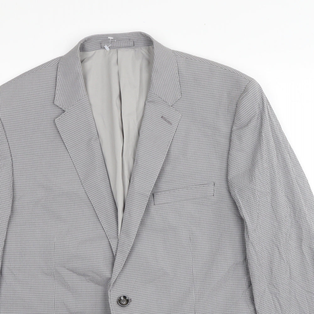 Autograph Mens Grey Plaid Cotton Jacket Suit Jacket Size 42