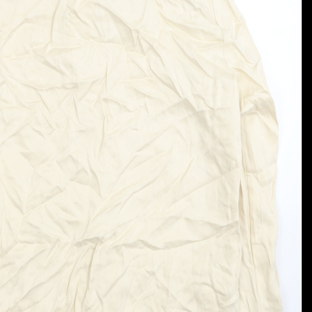 Zara Womens Ivory Lyocell Basic Button-Up Size XS Collared