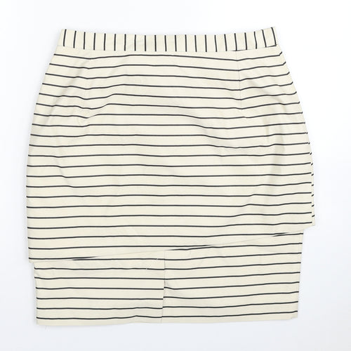 Reiss Womens Ivory Striped Polyester Mini Skirt Size 8 Zip