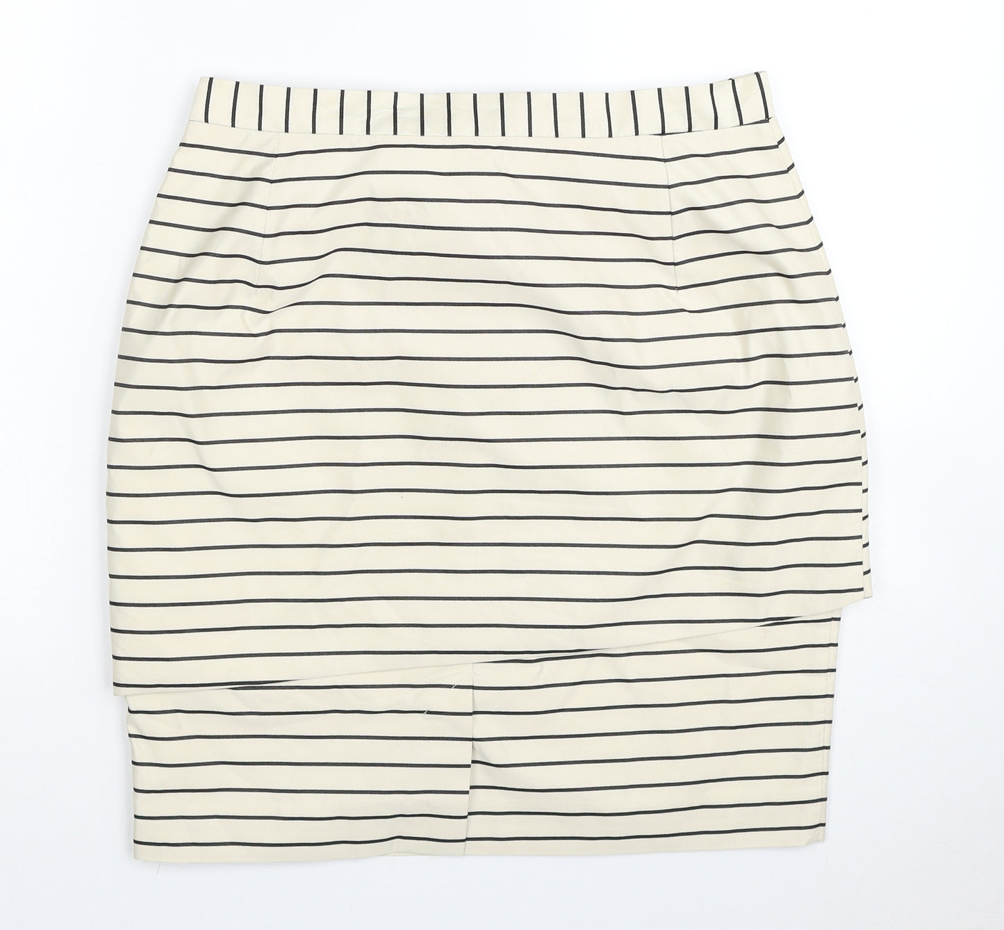 Reiss Womens Ivory Striped Polyester Mini Skirt Size 8 Zip