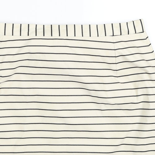 Reiss Womens Ivory Striped Polyester Mini Skirt Size 8 Zip