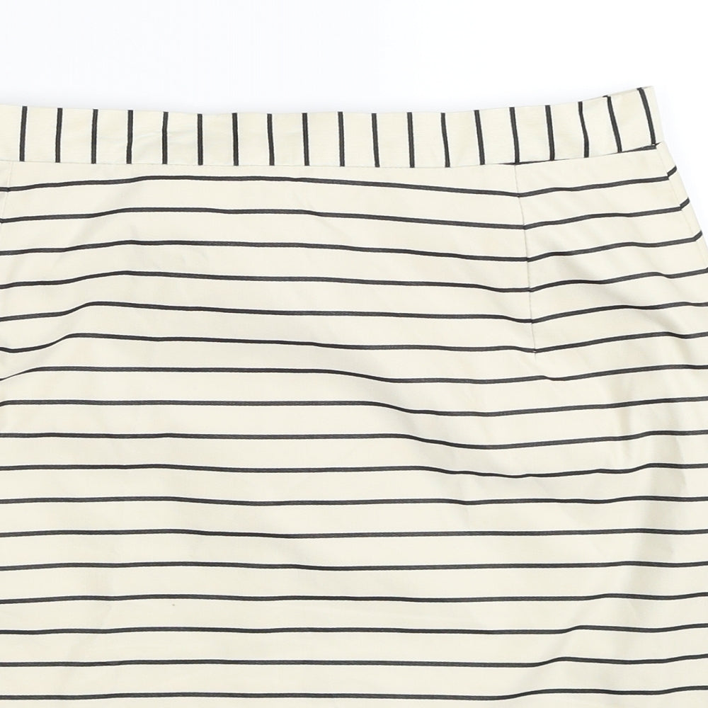 Reiss Womens Ivory Striped Polyester Mini Skirt Size 8 Zip