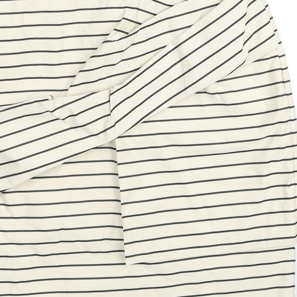 Reiss Womens Ivory Striped Polyester Mini Skirt Size 8 Zip