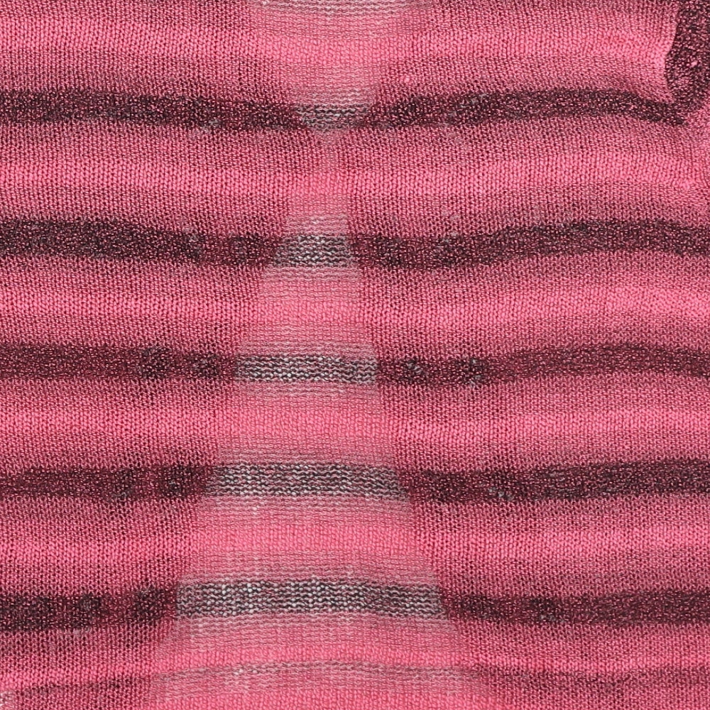 Elizabeth Scott Womens Pink V-Neck Striped Acrylic Cardigan Jumper Size L