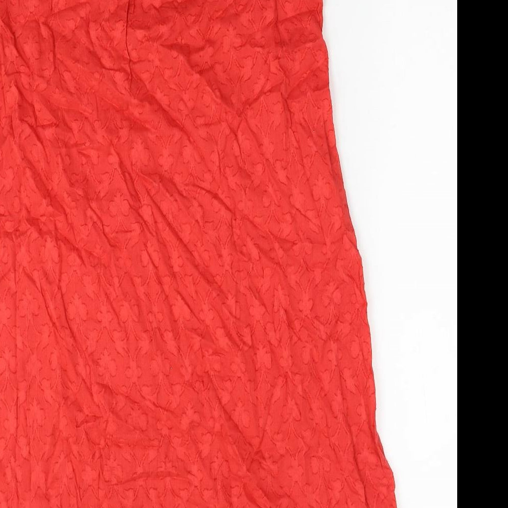 Monsoon Womens Red Geometric Cotton Shift Size 16 Round Neck Pullover